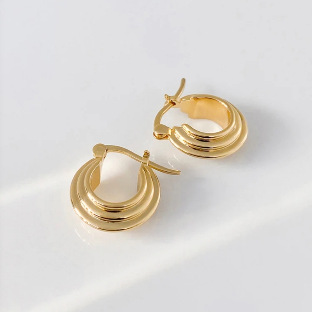 Aurelia Gold 8mm Hinged Huggie Earrings, New